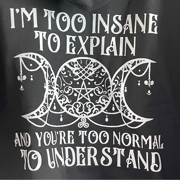 Black and white hoodie sweatshirt with funny sarcastic graphics - Picture 3 of 4